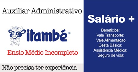 Vaga para Auxiliar Administrativo Itambé