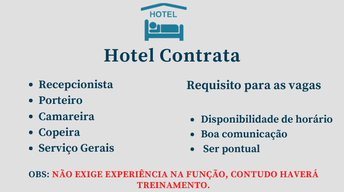 Contrata-se Funcionários para trabalhar em Hotel